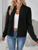 Chaqueta Tejida Jacquard Casual en Color Caqui