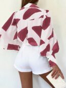 Camisa Estampada Multicolor de Manga Larga para Uso Diario