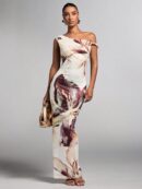 Vestido Bodycon Estampado Floral con Hombro Descubierto