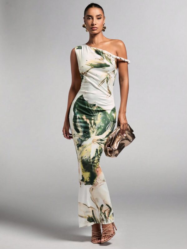 Vestido Bodycon Estampado Floral con Hombro Descubierto - Image 19