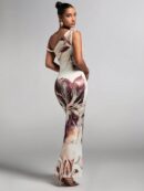 Vestido Bodycon Estampado Floral con Hombro Descubierto