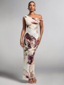 Vestido Bodycon Estampado Floral con Hombro Descubierto