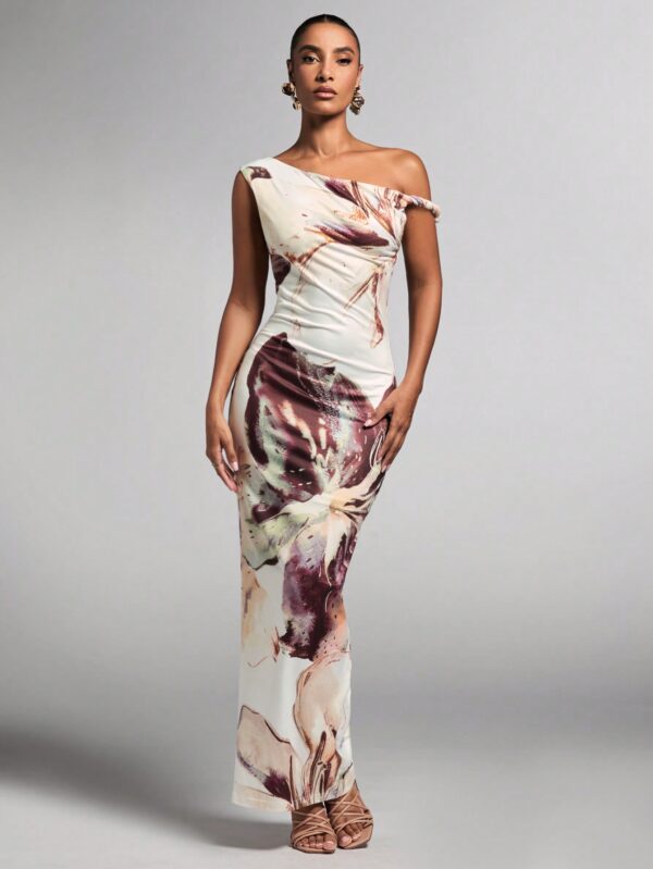 Vestido Bodycon Estampado Floral con Hombro Descubierto - Image 8