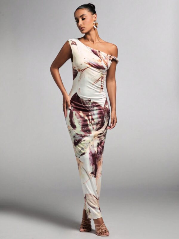 Vestido Bodycon Estampado Floral con Hombro Descubierto - Image 9