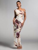 Vestido Bodycon Estampado Floral con Hombro Descubierto