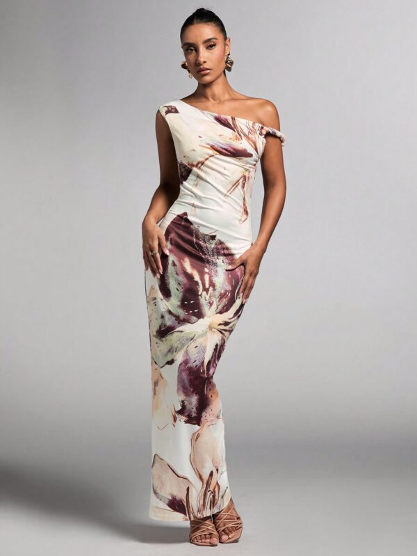 Vestido Bodycon Estampado Floral con Hombro Descubierto - Image 11