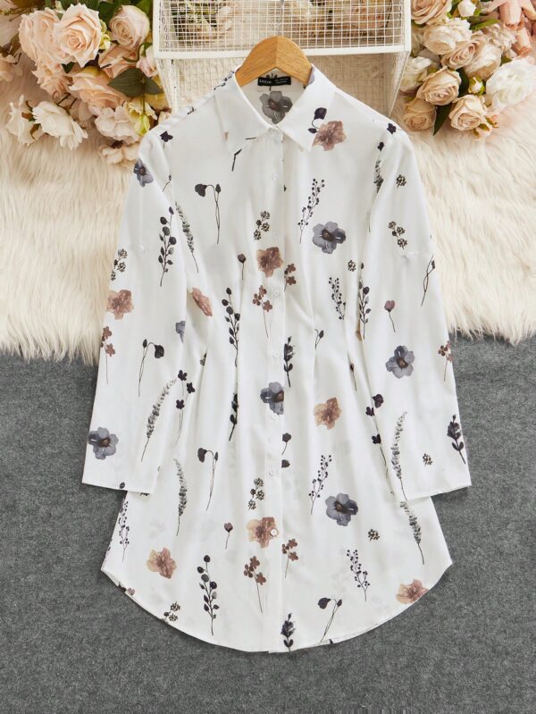 Vestido Camisero Floral de Otoño/Invierno Versátil y Elegante - Image 5