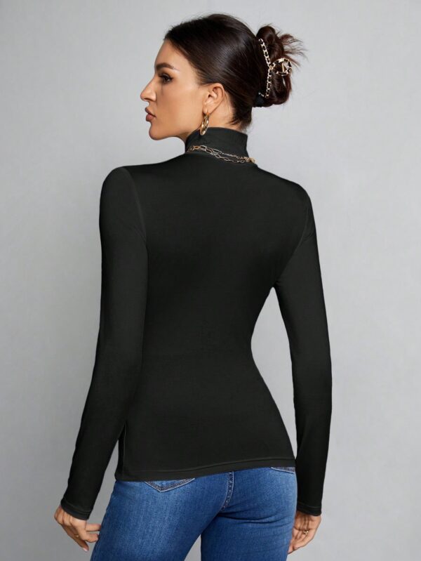 Top Cuello Alto Ajustado en Color Sólido Ideal para Otoño e Invierno - Image 2