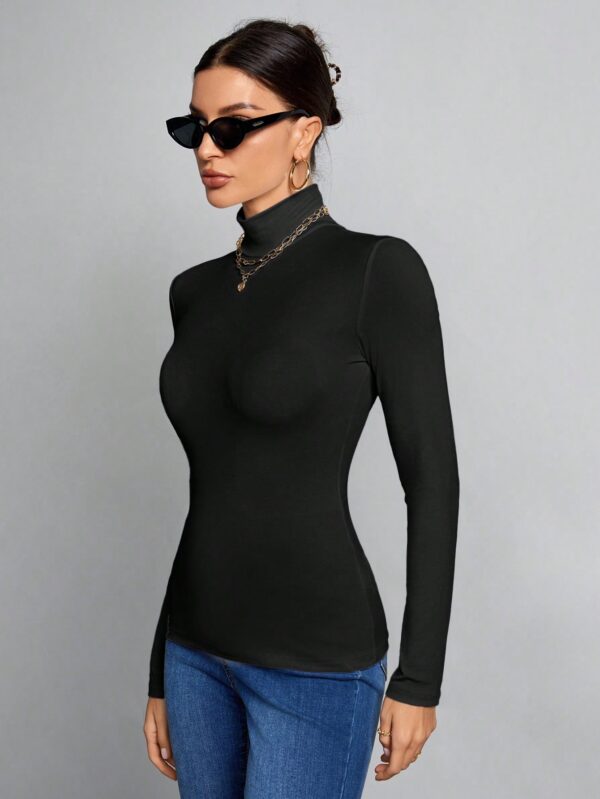 Top Cuello Alto Ajustado en Color Sólido Ideal para Otoño e Invierno - Image 5
