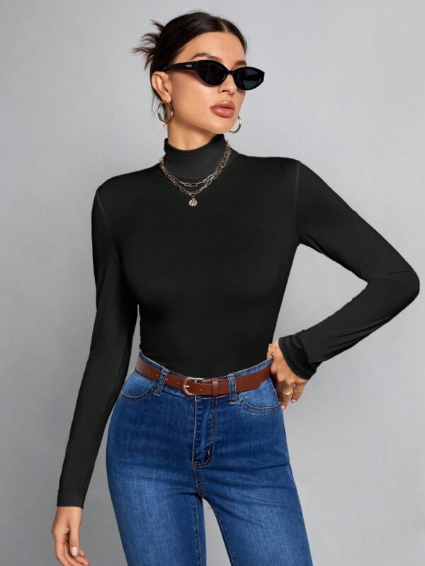 Top Cuello Alto Ajustado en Color Sólido Ideal para Otoño e Invierno - Image 6
