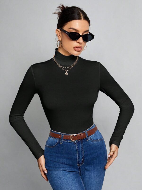 Top Cuello Alto Ajustado en Color Sólido Ideal para Otoño e Invierno - Image 7