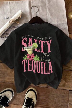 Remera Estampada de Frutas y Letras con Cuello Redondo