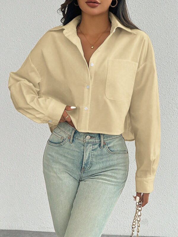 Camisa Casual Manga Larga con Bolsillo y Hombros Caídos - Image 84