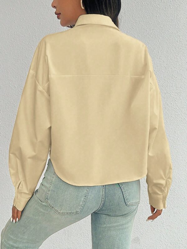 Camisa Casual Manga Larga con Bolsillo y Hombros Caídos - Image 85