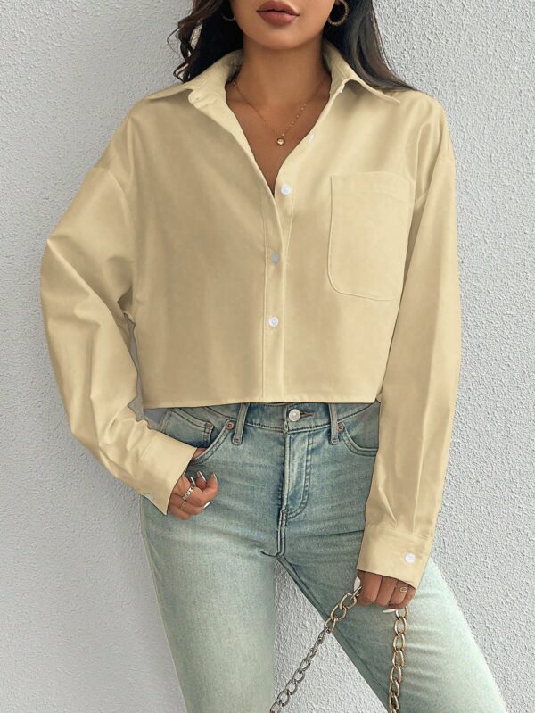 Camisa Casual Manga Larga con Bolsillo y Hombros Caídos - Image 86