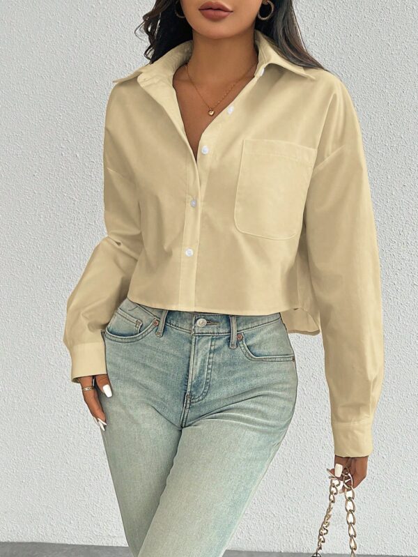 Camisa Casual Manga Larga con Bolsillo y Hombros Caídos - Image 87