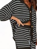Set Casual de Camisa a Rayas y Shorts Sueltos