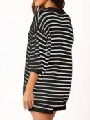 Set Casual de Camisa a Rayas y Shorts Sueltos