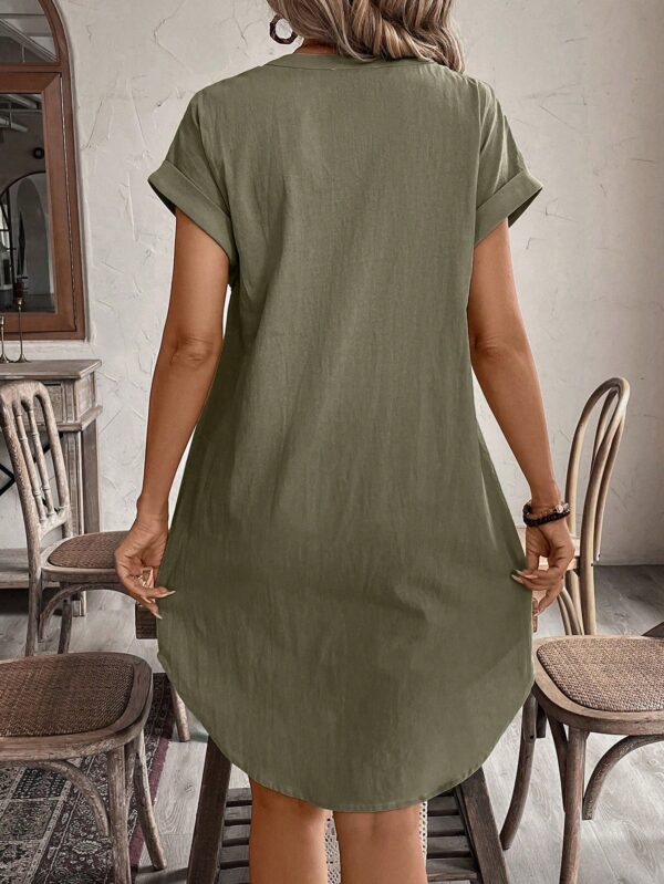 Vestido Mini Casual de Manga Corta con Botones Frontales - Image 9