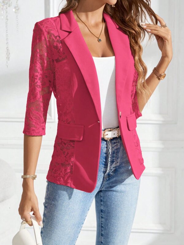 Chaqueta Elegante con Detalles de Encaje y Botón Único - Image 18