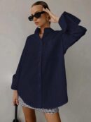 Camisa Relajada Manga Larga para Negocios y Casual