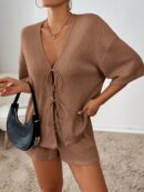 Conjunto Casual de Top con Hombros Caídos y Shorts