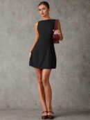 Vestido Elegante Sin Mangas con Espalda Descubierta y Corte A