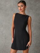 Vestido Elegante Sin Mangas con Espalda Descubierta y Corte A