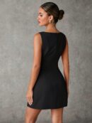 Vestido Elegante Sin Mangas con Espalda Descubierta y Corte A