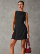 Vestido Elegante Sin Mangas con Espalda Descubierta y Corte A