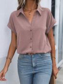 Camisa Casual de Manga Murciélago con Botones Frontales