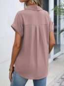 Camisa Casual de Manga Murciélago con Botones Frontales