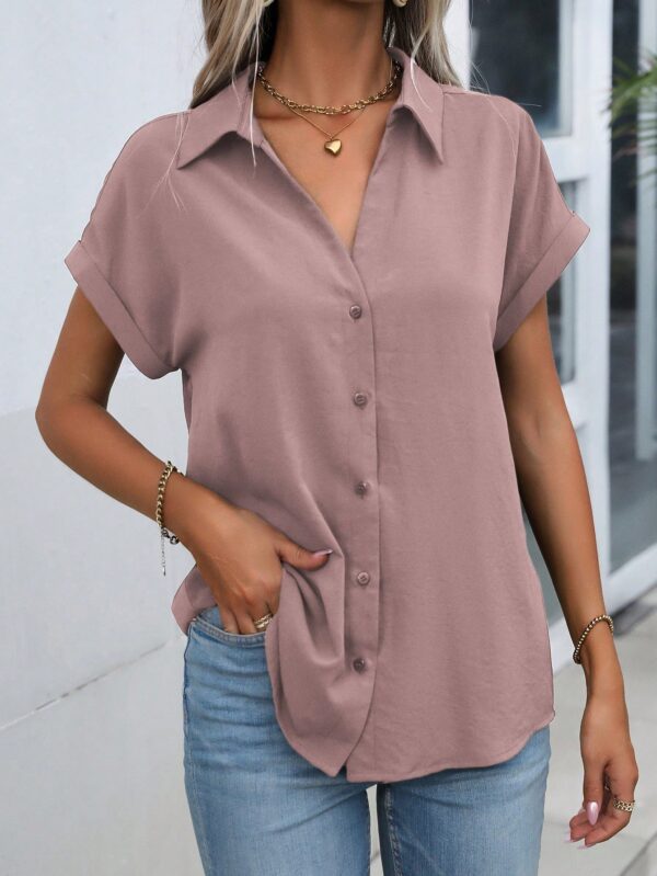 Camisa Casual de Manga Murciélago con Botones Frontales - Image 108