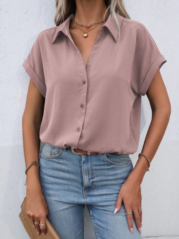Camisa Casual de Manga Murciélago con Botones Frontales - Image 110