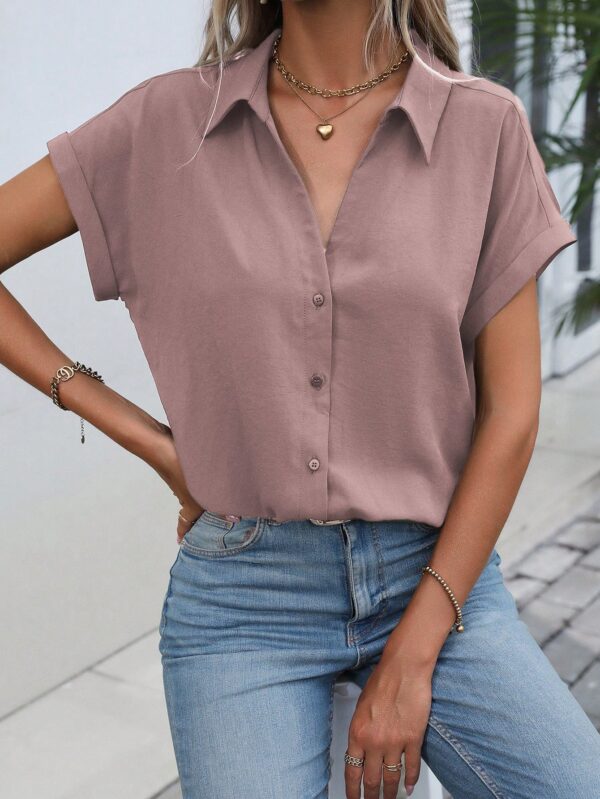 Camisa Casual de Manga Murciélago con Botones Frontales - Image 111