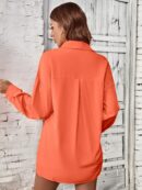 Camisa Larga Casual de Manga Larga y Hombros Caídos