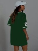 Vestido Casual de Verano con Escote en V y Estampado de Letras y Números