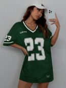 Vestido Casual de Verano con Escote en V y Estampado de Letras y Números