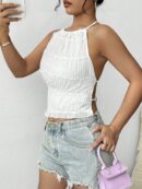 Top de Verano Backless con Cuello Halter en Color Sólido