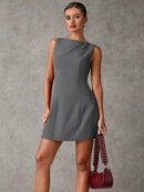 Vestido Elegante Sin Mangas con Espalda Descubierta y Corte A