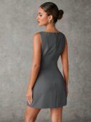 Vestido Elegante Sin Mangas con Espalda Descubierta y Corte A
