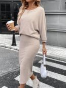Conjunto de Remera y Falda Tubo con Textura de Punto