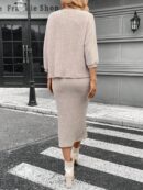 Conjunto de Remera y Falda Tubo con Textura de Punto