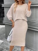 Conjunto de Remera y Falda Tubo con Textura de Punto