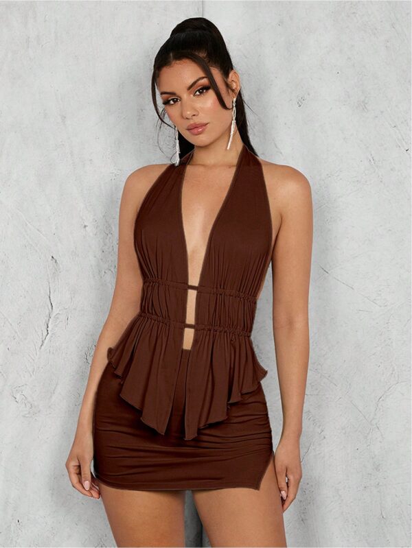 Conjunto de Blusa Halter con Falda Plisada y Abertura - Image 8