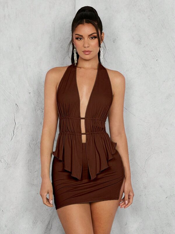 Conjunto de Blusa Halter con Falda Plisada y Abertura - Image 10
