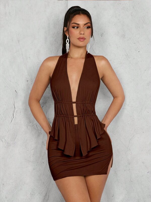 Conjunto de Blusa Halter con Falda Plisada y Abertura - Image 13