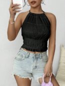 Top de Verano Backless con Cuello Halter en Color Sólido