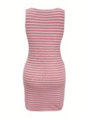 Vestido con Rayas Tejido Sin Mangas Cuello Redondo