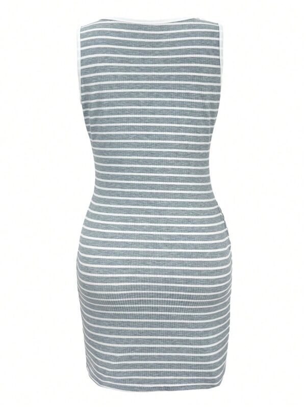 Vestido con Rayas Tejido Sin Mangas Cuello Redondo - Image 18